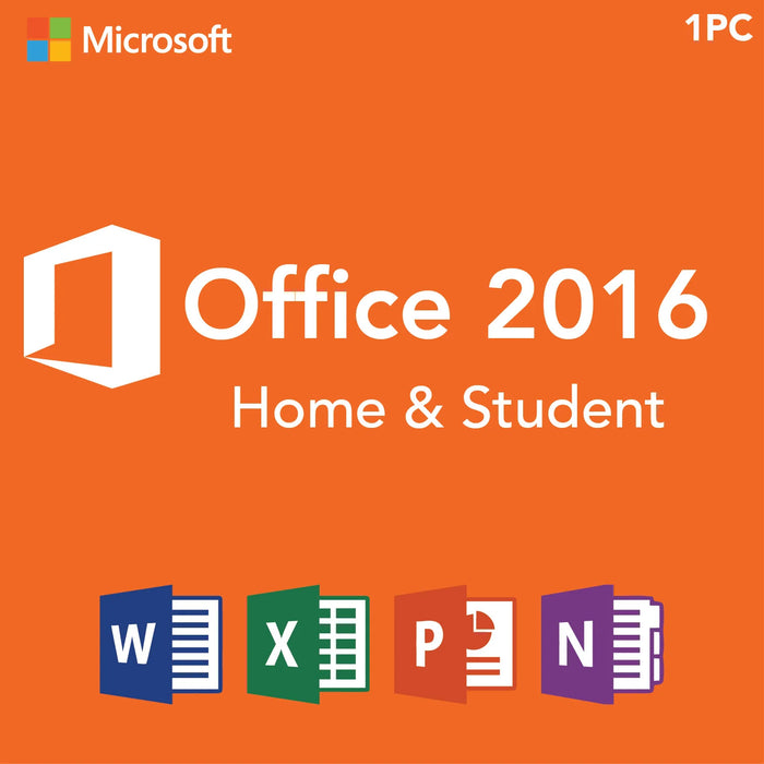 Microsoft Office 2016 Home & Student - License Key for 1PC