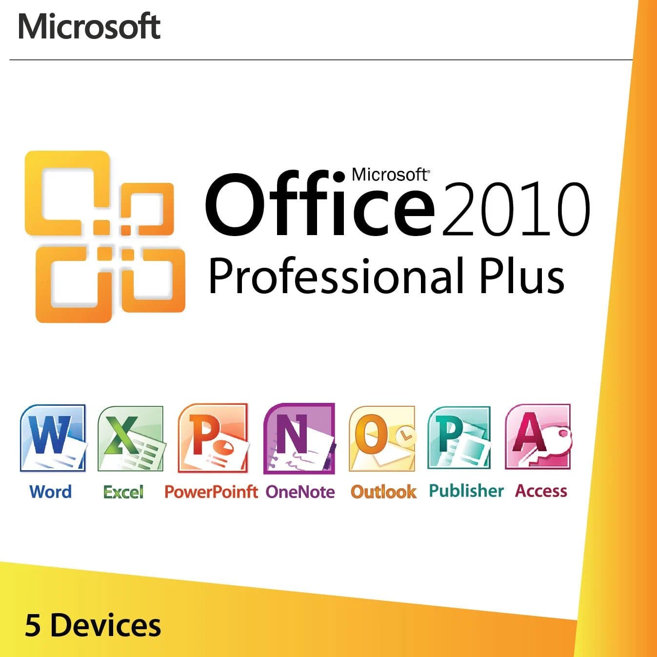 Microsoft Office 2010 Professional Plus For 5 Devices- Lifetime License