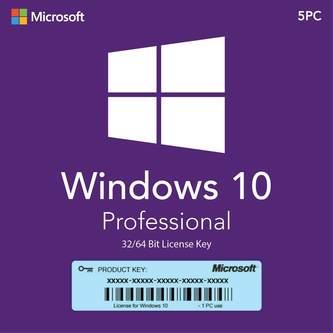 Microsoft Windows 10 Professional (5 PCs) – Lebenslange Lizenz