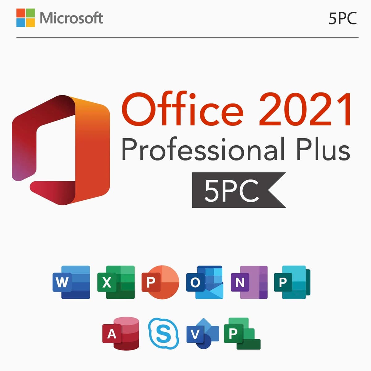 Microsoft Office 2021 Professional Plus für 5 PCs - Lizenzschlüssel