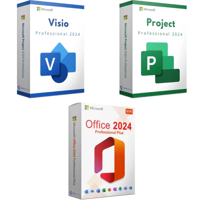 Microsoft Office 2024 Professional + Visio 2024 + Project 2024 — Ultimate Bundle for 1 PC