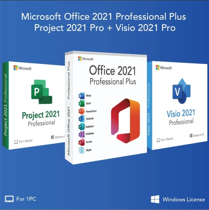 Microsoft Office 2021 Professional + Visio 2021 + Project 2021 — Bundle Lifetime License