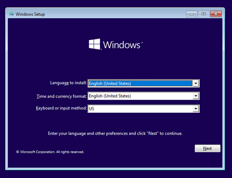 Windows 10 product key entry