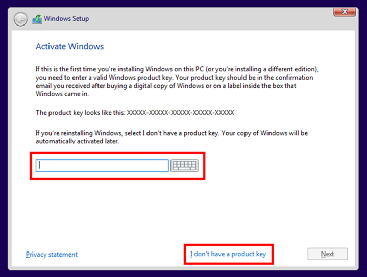 Windows 10 edition selection