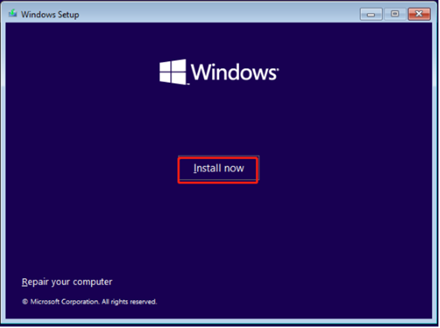 Windows 11 setup install now