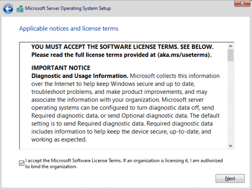 License terms acceptance